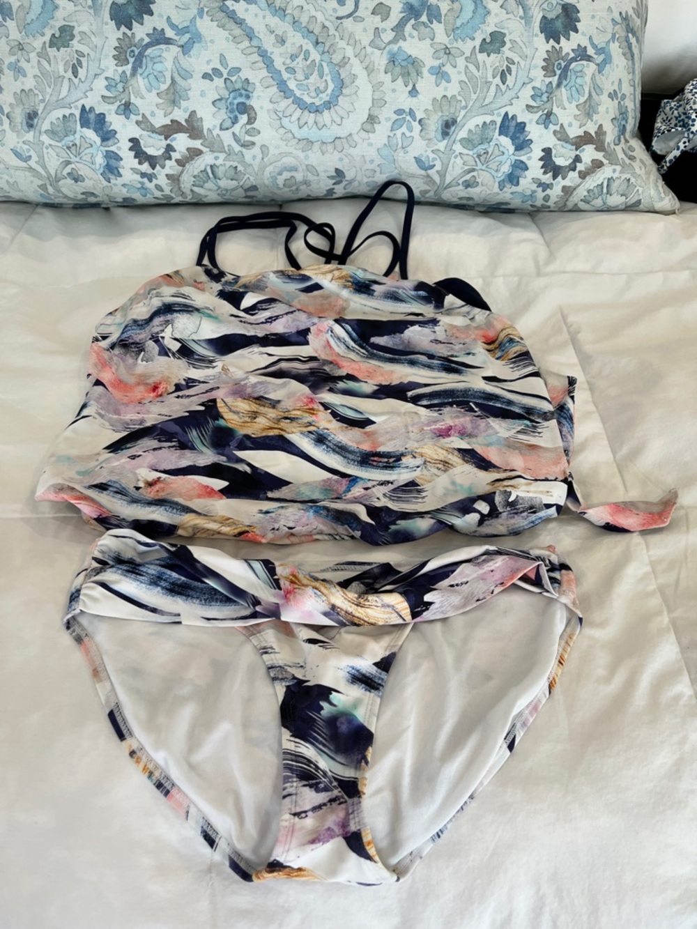 Athleta Navy Sports Bra Top and Bandeau Style Bikini Bottoms
